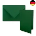 50x DIN B6 Faltkarten Set mit Umschlägen in Dunkelgrün (Grün) - 120 x 170 mm - i