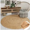 Wohnando Teppich MY-RUG Teppich Boho Circles, aus Jute & Baumwolle 300x300 cm,bunt, rund, Höhe: 10 mm, handgewebt, Natürliches Material, Boho-Stil, wendbar rund | 300 cm x 300 cm x 10 mm