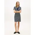 Tommy Hilfiger Polokleid SLIM OPEN NK POLO DRESS SS mit gestickter Tommy Hilfiger Flagge blau XL (46)