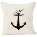 Autiga Kissenbezug Anker Vögel Anchor Birds Kissen-Hülle Deko-Kissen 40x40 Baumwolle Natur Unisize