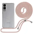 Handyhülle zum Umhängen für Samsung Galaxy S25 Edge Kordel Tasche Kette Rosa