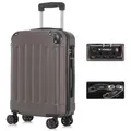YONSLY Premium Reisekoffer TSA-Schloss,YKK-Reißverschluss Hartschalen-Koffer Trolley Kabinenkoffer Rollkoffer Suitcase Handgepäck 4 Rollen (Braun, M)