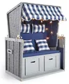 Casa Padrino Strandkorb Grau / Blau / Weiß 116 x 76 x H. 160 cm Holz Strandkorb