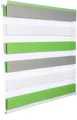 WOLTU DR5615m1, Doppelrollo Duo Rollo Klemmfix ohne Bohren Seitenzugrollo Zebra Easyfix, lichtdurchlässig und verdunkelnd, Weiss+Grün+Grau, 45x150cm