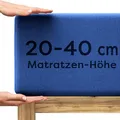 Wolkenfeld Spannbettlaken 200x220cm – 220x240cm – Premium Jersey Baumwolle mit 5% Lycra – Faltenfreies Bettlaken für hohe Matratzen bis 40 cm – Atmungsaktiv & Oeko-TEX Zertifiziert – Marine Blau