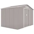 Hattoro S200 Metall Gerätehaus Mit Bodenrahmen Gartenschuppen 7,3 m³ Satteldach Hellgrau