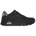 Skechers für Damen. 155196 Turnschuhe Uno Shimmer schwarz (41), 3 bis 5 cm, Schnürsenkel, Lässig, Sportlich