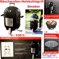 GRILL MEISTER 3in1 Räucherofen BBQ Smoker Kugelgrill Grilltonne mit Thermometer