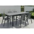 HARTMAN Aruba Garten-Essgruppe, xerix, Alu/Textilene, Tisch 180/240x100cm, 6 Stapelsessel