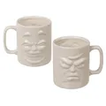 Tasse ca.8x9,5cm mit Gesicht fröhlich und mürrisch Kaffeetasse verschiedenseitig