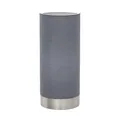 EGLO Tischlampe Pasteri, 1 flammige Textil Tischleuchte, Nachttischlampe aus Stahl und Stoff, Farbe: Nickel matt, grau, Fassung: E27, inkl. Touch, H: 22,5 cm