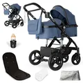 Bergsteiger Nizza 3 in 1 Kinderwagen, Kombikinderwagen Komplettset, Babywanne & Buggy Sportsitz inklusive, Auto-Babyschale & Isofix Station optional