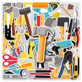 AUCEKO 50 Stück Werkzeuge Aufkleber Pack Tool Sticker Set wasserdichte Vinyl Sticker für Laptop Kinder Autos Motorrad Fahrrad Skateboard Gepäck Koffer Computer Aufkleber Graffiti Decal