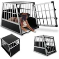 Alu Hundetransportbox – Auto Hundebox Robust & Pflegeleicht, Gittertür Verschließbar, Aluminium Transportbox Für Hunde - Größe L - 90×65×69 Cm - Juskys