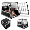 Juskys Alu Hundetransportbox L - 91x66x70 cm - Auto Hundebox robust & pflegeleicht - Gittertür verschließbar - Autotransportbox für Hunde