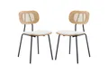 WAHSON OFFICE CHAIRS Esszimmerstuhl aus PU Leder 2er Set mit Rattan Rückenlehnen Armlose Stühle für Küche
