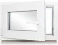 Kellerfenster Kunststoff weiß Dreh-Kipp 70x40 cm(BxH) DIN Links 3 -fach Glas Dichtung Grau