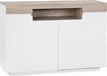 BELIANI Kommode weiß/heller Holzfarbton MDF Platte 76 x 90 x 40 cm Modern Skandinavisches Design Viel Stauraum Wohnzimmer