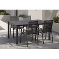 KETTLER Granada Garten-Essgruppe, Anthrazit, Alu/Spraystone, Tisch 160x95 cm, 4 Stapelsessel