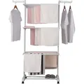 Turm‐Wäscheständer ca. 18 m Wäscheleine – 3 Ebenen, 6 Flügel, 24 Stangen, 2 Seitenflügel, mobil, klappbar für Innen & Außen, 76 x 64 x 1... - Weiß
