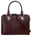 Cluty Umhängetasche Echt Leder Damen braun 021374 Made in Italy, Kroko-Optik Handtasche, Damen Schultertasche, elegante Henkeltasche