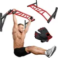 Hop-Sport Multigriff Klimmzugstange für Wand HS-2002K - Profi Fitness Pull Up Bar für zuhause mit vielen Griffvariationen - Schwarz/Rot