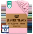 Bedding - Spannbettlaken 135x190cm - Rosa - Gebürstete Polyester-Mikrofaser S...