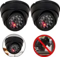2X Domkameras Dummy mit IR Stahler Kamera Attrappe mit Objektiv und Blinkled Videoüberwachung Warensicherung