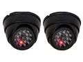 2X O&W Security Kamera Attrappe mit Objektiv und Blinkender LED als Dummykamera, Fake-Videoüberwachung im Innen- und Außenbereich