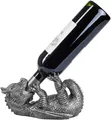 Drachen Flaschenhalter Fantasy Deko Figur Gothic Weinflaschenhalter Silber 22 cm