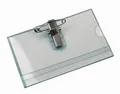 100 Namensschilder / Halter für Visitenkarte,  mit Nadel + Klemme, 90 x 56 mm