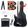 Rocktile ST-Pack Komplettset Power E-Gitarre Schwarz (Verstärker, Stimmgerät, Tremolo, Tasche, Kabel, Gurt, Plecs, Ersatzsaiten und Schule mit CD/DVD)