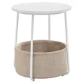 Runder Couchtisch mit Korb, 45 x 45 x 50 cm, weiß-beige