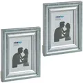 Relaxdays Bilderrahmen 2er Set, 13x18 Cm, Hoch- & Querformat, Fotorahmen Zum Aufhängen, Hinstellen, Passepartout, Silber