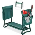 Relaxdays Kniebank, weiches Kniekissen, 2 Taschen, klappbar, Kniehilfe Gartenarbeit, bis 150 kg, HBT 50x60x27,5cm, grün - Grün