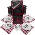 anndora Picknick Rucksack 4 Pers. 29 teile Kühlrucksack - Snövit - SNÖVIT - Schwarz