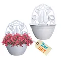 GarPet Blumentopf 2er Set Blumentopf Wand Topf Vase Pflanzen Halterung Weiß Rattan