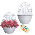 2er Set Blumentopf Wand Blumen Topf Montage Pflanzen Halterung 32 cm Weiß Rattan