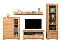 Trendmöbel24 Wohnwand Wohnzimmerschrank Basel Set IX 4-teilig Wildeiche Massivholz, (Komplett-Set, 4-St., Vitrine, Lowboard, Halb-Vitrine, Wandboard)