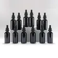 YIZHAO Pipettenflasche 50ml Schwarz, Apothekerflasche mit Pipette Glas, für Ätherisches Öl, Aromatherapie, Massage, Düfte, Labor, Kosmetik, Reisen – 12 Pcs