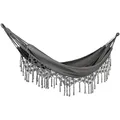 Hängematte Grau Aus Baumwolle Und Polyester Mit Fransen Handgewebt Uv-beständig Romantisch Garten Camping Outdoor