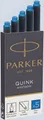 Parker Tintenroller PARKER -5 QUINK Königsblau auswaschbar und löschbar auf Papier (5) -