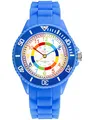 Alienwork Kids Lernuhr Kinderuhr Jungen Mädchen Blau Silikon-Armband Mehrfarbig Kinder-Uhr Wasserdicht 5 ATM Zeit Lernen