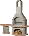 Buschbeck Grillkamin Carmen mit Tisch, grau/terra, 65 x 180 x 203 cm