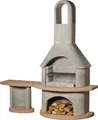 Buschbeck Gartengrillkamin Carmen mit Tisch Naturgrau / Terracotta Terrassenofen