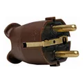Kopp Schutzkontakt-Stecker, Kunststoff, IP 20, zentrale Einführung, 2 Schutzkontaktsysteme gem. Norm CEE 7/VII für Kabelquerschnitt bis 3 x 1,5 mm², braun, 175706004