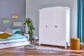 Inter Link Kleiderschrank Bastian Massivholz, 6 Fächer, Kleiderstange, 3 Türen, lackiert, Landhausstil