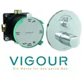 VIGOUR CLIVIA Unterputz 2-Wege Duschbrausebatterie mit Thermostat inkl.Unterputz-Einbaukörper, chrom - Silber