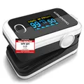 GRUNDIG Pulsoximeter Sauerstoffsättigung Oximeter TESTSIEGER - Hochpräzises Fingeroximeter Messgerät zur genauen Messung der Sauerstoff Sättigung im Blut - Finger Messgerät Pulsmesser (schwarz weiß)