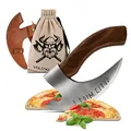 VIKING CRAFT - Pizza Axt Wikinger Mit Lederschutz - Pizzamesser Für Echte Nordmänner - Pizzaschneider Perfekt Als Deko - Wiegemesser, Beil
